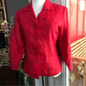 ANN GERLIN VINTAGE RED LINEN SHIRT Button Down